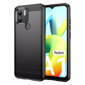 Чехол Carbon Case для Xiaomi Redmi A1+ гибкий силиконовый под карбон чёрный