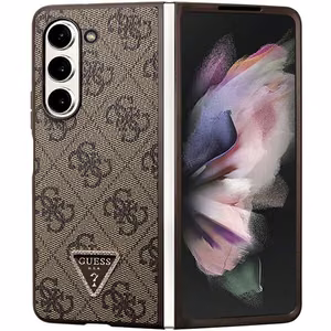 Guess Leather 4G Triangle Strass чехол для Samsung Galaxy Z Fold 5 - коричневый