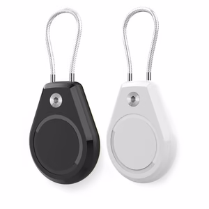 Apple AirTag Case Waterproof with Steel Cable - Black + White (2 pieces)