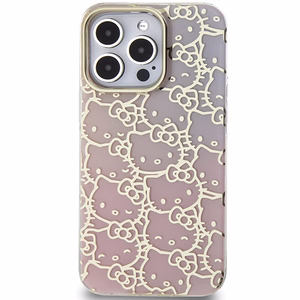Hello Kitty IML gradiento elektropinio tankiai išdėstytų kačių galvų dėklas telefonui iPhone 14 Pro - rožinis