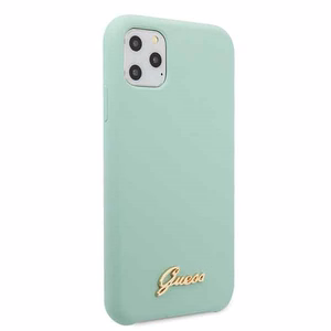 Guess GUHCN58LSLMGG iPhone 11 Pro žalias kietas dėklas Silikoninis Vintage Gold Logo