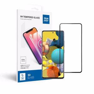 Закаленное стекло для Samsung Galaxy A51 (полное приклеивание / совместимо с чехлом) Blue Star 5D черное