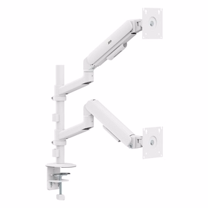 Ergo Office ER-692 W – dvigubas dujinės spyruoklės monitorių laikiklis 17–32 col. ekranams, po 1–10 kg, matinis baltas