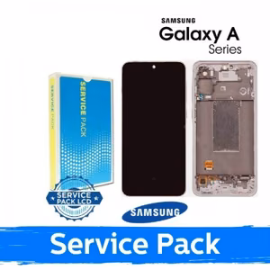 LCD ekranas suderinamas su Samsung A566 A56 5G su rėmu / rožinis / (Service Pack)