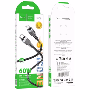 Силиконовый кабель USB-C — USB-C Hoco 3A 60W 3 м X109 чёрный