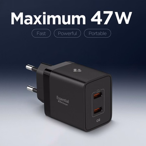 Spigen Essential EE472EU 2 jungtciu USC-C 47W sieninis ikroviklis - Juodas