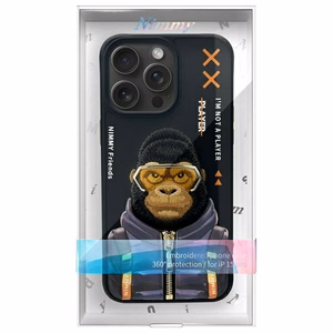Nimmy Cool&Cute 2.0 beždžionės dėklas iPhone 15 Pro Max - juodas