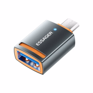 Adapteris Essager HuntUM, pilkas (USB-A lizdas–MicroUSB kištukas)