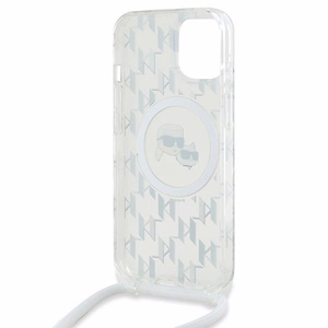 Karl Lagerfeld IML Crossbody Monogram Karl & Choupette Head Magnetinis dėklas telefonui iPhone 15 / 14 / 13 – permatomas