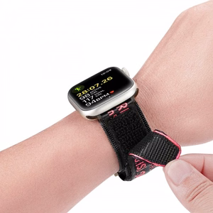 Dux Ducis dirželis (lauko versija) Apple Watch Ultra dirželis, SE, 9, 8, 7, 6, 5, 4, 3, 2, 1 (49, 45, 44, 42 mm) nailoninė apyrankė juoda ir raudona