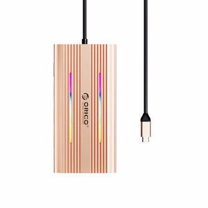 Orico XDR 12 viename RGB USB-C prijungimo stotelė USB-A USB-C PD 100W 2x HDMI 4K 60Hz VGA RJ45 Gigabit SD ir microSD kortelių skaitytuvas - rožinis auksas