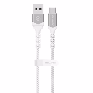 Blavec Cable Raptor плетеный - USB на Type C - 2A 3 метра Apple CarPlay/Android Auto (CRA-UC2WS30) белый-серебристый