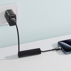 "Acefast" C14-03 USB-C - USB-C spyruoklinis kabelis 480Mb/s 3A 1,2 m - juodas