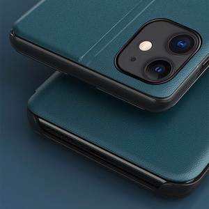 Eco Leather View Case elegantiškas knygos tipo dėklas su stovu iPhone 13 mini violetinis