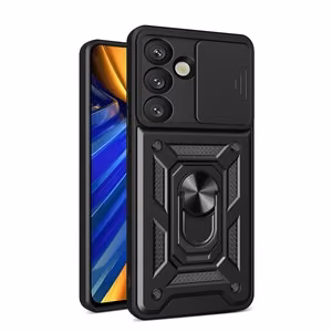 Hibridinis Camshield dėklas su stovu ir kameros dangteliu Realme GT 7 Pro 5G - juodas