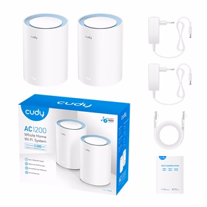 Cudy M1200 2-PACK tinklo „Wi-Fi“ sistema Dviguba juosta (2,4 GHz / 5 GHz) Wi-Fi 5 (802.11ac) Balta 1 Vidinis