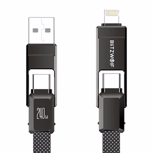 Кабель Blitzwolf BW-HDC7 4-в-1 USB+C+Lightning 240W 1,2 м (чёрный)