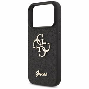Guess PU Fixed Glitter 4G Metal Logo case for Apple iPhone 18 Pro, Black