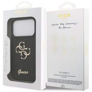 Guess PU Fixed Glitter 4G Metal Logo case for Apple iPhone 18 Pro, Black