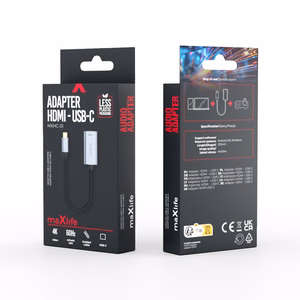 Maxlife adapteris MXHC-01 HDMI - USB-C 4K 60HZ juodas