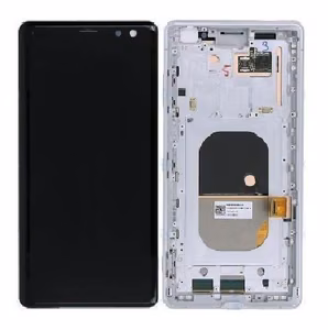 LCD ekranas Sony Xperia XZ3 H8416/H9436 su lietimo ekranu su rėmeliu baltas originalus (naudotas Grade B)