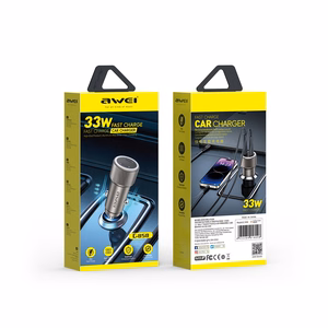 Automobilinis įkroviklis Awei C-858 33W 2xUSB-C juodas