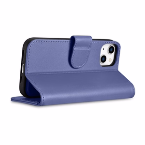 iCarer Piniginės dėklas 2in1 viršelis iPhone 14 Plus Anti-RFID odinis atverčiamas dėklas šviesiai violetinis (WMI14220727-LP)