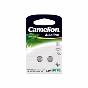 Camelion AG10 / LR54 / LR1130 / 389 – šarminės mygtukinės baterijos, 2 vnt.