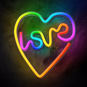 Forever Light neoninis LED RGB LOVE IN HEART FLRN02 + nuotolinio valdymo pultas