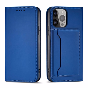 Magnet Card Case для Samsung Galaxy S23 Ultra флип-чехол кошелёк подставка синий