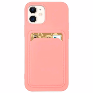 Card Case silikoninis dėklas piniginė su kortelių skyriumi Samsung Galaxy A73 rožinis