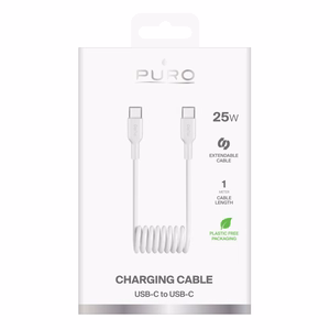 Puro 25W Спиральный кабель USB-C - USB-C 1m - белый