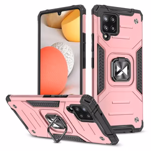Wozinsky Ring Armor Case Kickstand Tough Rugged Cover for Samsung Galaxy A42 5G pink