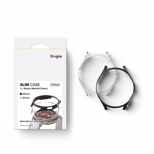 Ringke Slim 2-pack Case for Samsung Galaxy Watch 6 Classic 43mm - Black and Clear