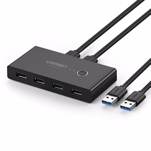 Ugreen US216 30768 USB-хаб 4x USB 3.2 Gen 1 для двух компьютеров — чёрный