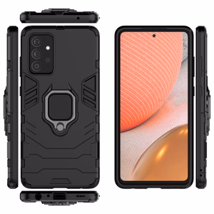Ring Armor Case Kickstand Tough Rugged Cover for Samsung Galaxy A72 4G black