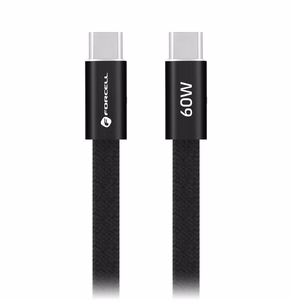 Кабель USB-C — USB-C Forcell F-Energy QC4.0 PD 3A 60W Cafule Flat 1,2 м CCFN23 чёрный