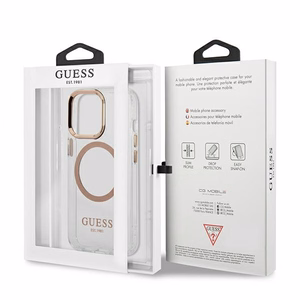 Guess GUHMP13XHTRMD iPhone 13 Pro Max 6.7 "auksinis / auksinis kietas dėklas Metalinis kontūras Magnetinis