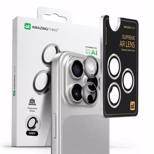AmazingThing AR Aluminum 3 Lens Glass with Camera Lens Frame for iPhone 16 Pro / 16 Pro Max - Gray