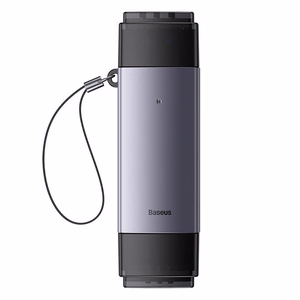 Baseus Lite Series SD/TF atminties kortelių skaitytuvas, USB + USB-C (pilkas)