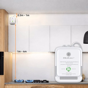 Qoltec 52651 gamtinių dujų nuotėkio daviklis | CH4 detektorius | NG | Tuya | Wi-Fi | 85dB signalizacija | LED