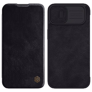 Nillkin Qin Leather Pro Case iPhone 14 Plus с защитой камеры флип-чехол чёрный