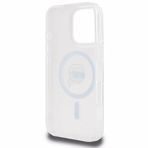 Karl Lagerfeld IML Metalinis Karl Head Magnetinis dėklas telefonui iPhone 16 Pro - baltas