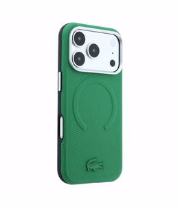 Dėklas Lacoste PVC Petit Pique Semi Wrap Embossed MagSafe Apple iPhone 18 Pro žalias