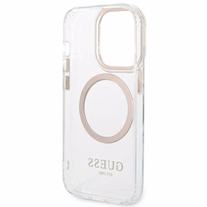 Guess GUHMP14LHTRMD iPhone 14 Pro 6.1 "auksinis / auksinis kietas dėklas Metalinis kontūras Magnetinis