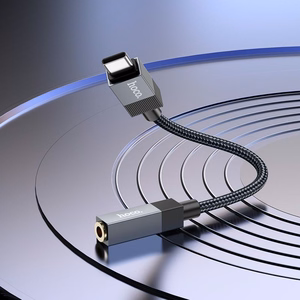 Adapteris AUX USB C (vyriškasis) į Jack 3,5 mm (moteriškasis) Hoco UPA32C juodas