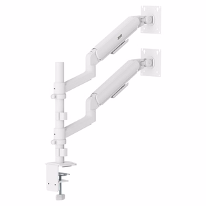 Ergo Office ER-692 W – dvigubas dujinės spyruoklės monitorių laikiklis 17–32 col. ekranams, po 1–10 kg, matinis baltas