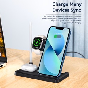 Belaidis įkroviklis Essager JG 4in1 juodas 15W (iPhone / Apple Watch / Airpods / Pencil)