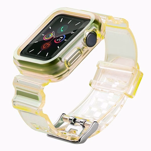 Silikoninė apyrankė dirželis dėklas dirželis šviesos rinkinys Apple Watch 44mm - geltonas