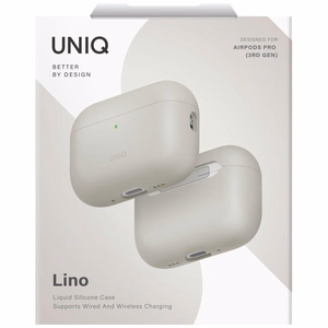 Силиконовый чехол Uniq Lino для AirPods Pro (бежевый)